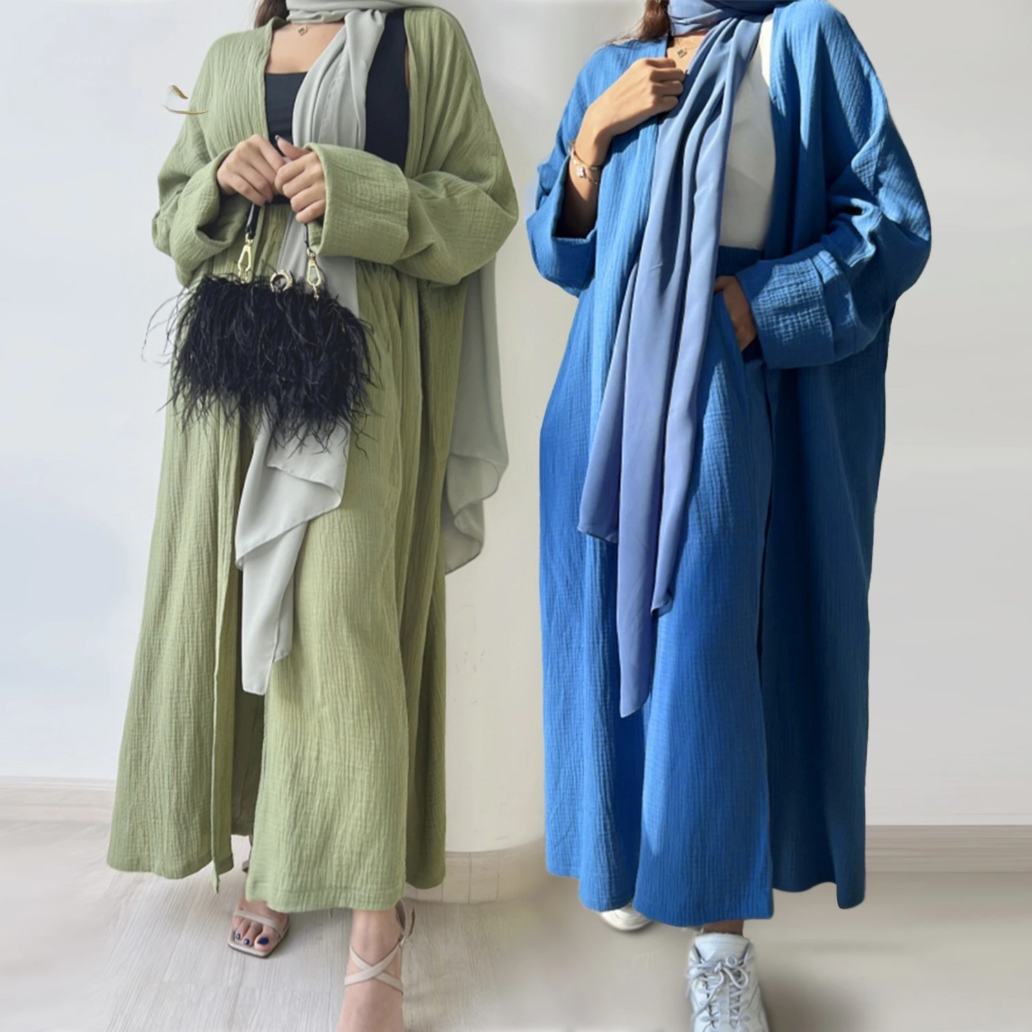 Абайи за жени, ислямски рокли, лека сатен ежедневни абайя от полиестер за възрастни, кафтан, безплатна доставка . ' - ' . 0