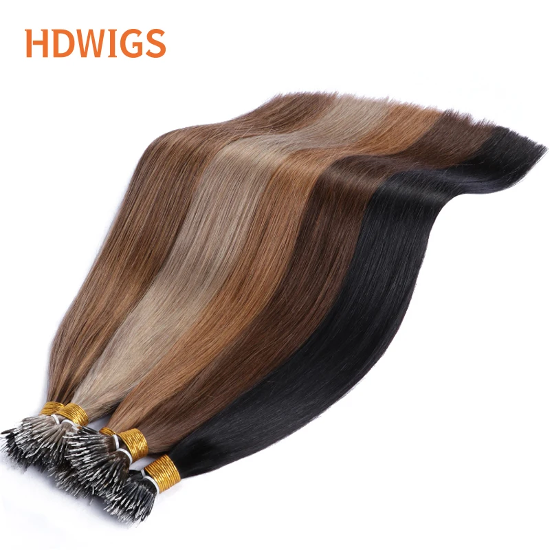 Пряко Нано Пръстен За Изграждане на Човешки Косъм 50шт HDWIGS Бразилски Човешка Коса Remy За Изграждане на Microlink Capsule Keratin Fusion Hair . ' - ' . 0
