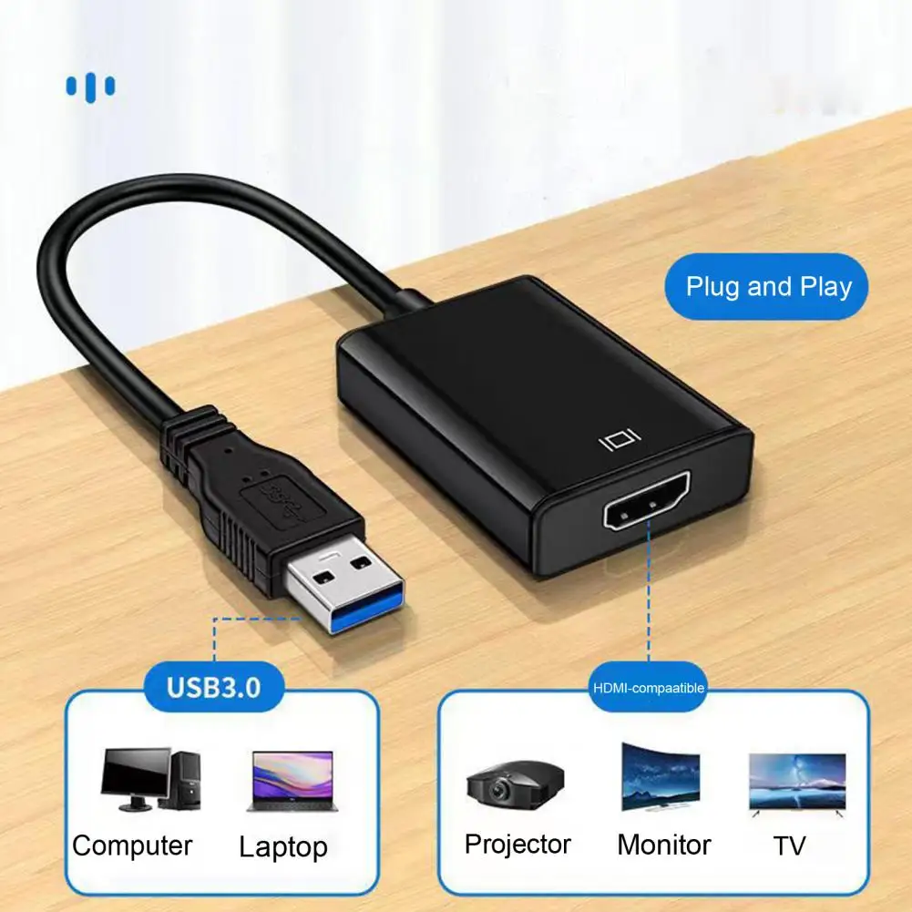 USB конвертор, конвертор видео със защита от окисляване, висока яснота на картината, видео адаптер, съвместим с USB 3.0 и HDMI, трансфер на данни . ' - ' . 0