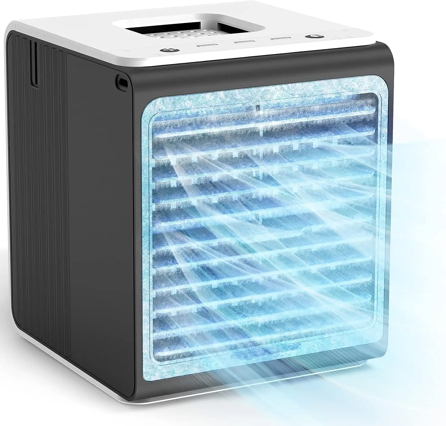 Климатик, един изпарителен охладител на въздуха, захранван от батерия 2000 mah и USB батерия, персонален охладител на въздуха влагозадържащ, 3 степени на светлина . ' - ' . 0