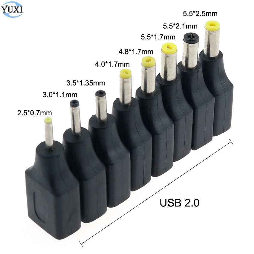 Yuxi 1 бр. dc мъжки 2.5*0.7 4.0*1.7 5.5*2.1 5.5*2.5 мм до USB 2.0 гнездовой конектор конвертор адаптер за лаптоп конектор . ' - ' . 0