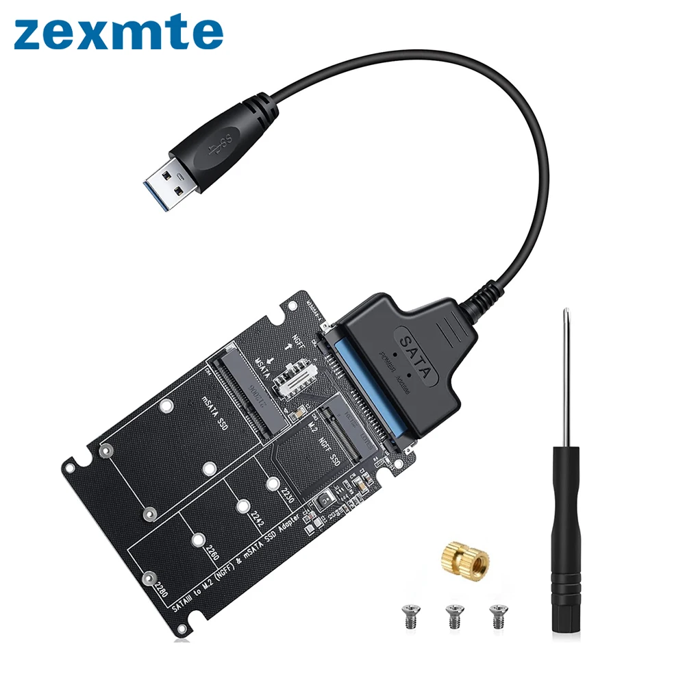 Zexmte M. 2 Адаптер NGFF за SATA 2 в 1 MSATA USB A/C 3,0 за SATA III Кабел За Преносими КОМПЮТРИ 2,5 инча Конвертор на Твърдия Диск Adaptador . ' - ' . 0