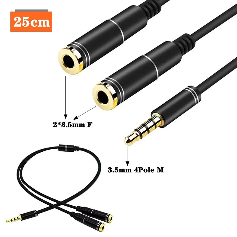 4-Полюсные Слушалки за постоянен ток, 3,5 мм Удължител за кабел за двойки линии 1/2, Аудиоадаптер 1/2 Преносимото Компютърно жак за слушалки . ' - ' . 0