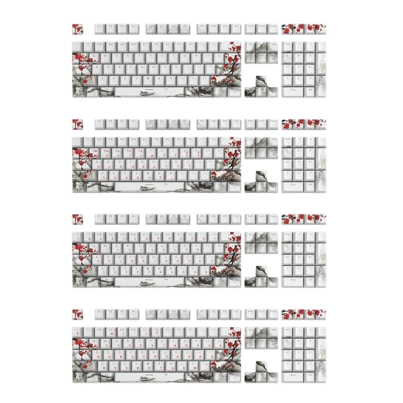 Капачки за ключове Plum Blossom, механична клавиатура, 108 клавиши, руски, Корейски, японски N58E . ' - ' . 0