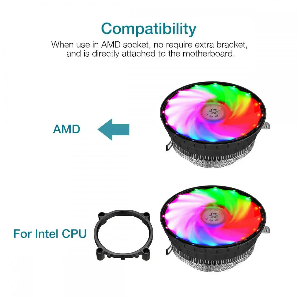 RGB компютърен вентилатор с led въздушно охлаждане 120 мм, 3-пинов RGB-лампа, процесора охладител за PC, 12, безшумен хидравличен лагер, 5 цветни светодиоди . ' - ' . 0