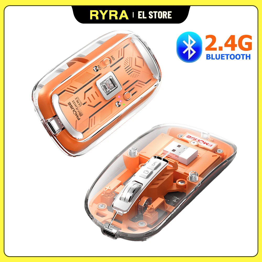 RYRA Прозрачна Безжична Мишка Bluetooth Трехрежимная 2,4 G + BT Детска Мишката Акумулаторна Без Звук За Момичета с Таблета, Лаптоп, Офис КОМПЮТЪР . ' - ' . 0