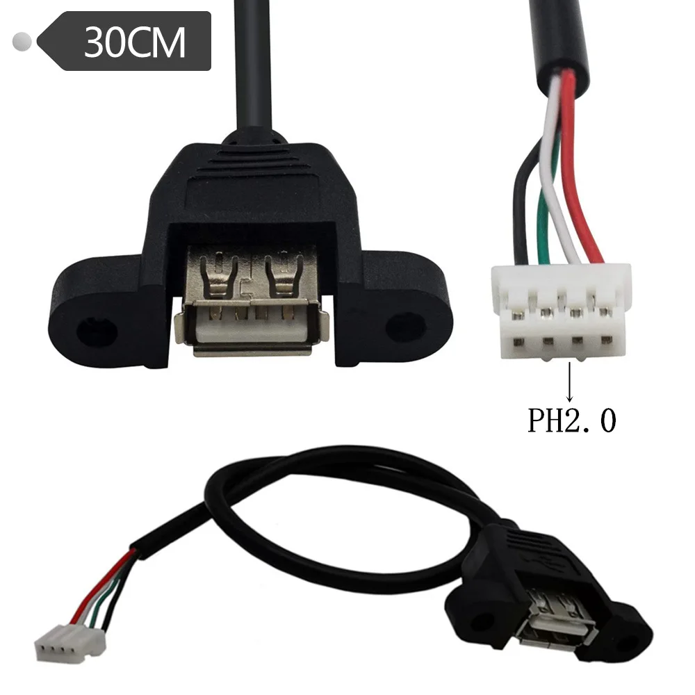 USB2.0 Конектор към PH2.0 Кабел PH2.0 Конектор към USB 2.0 Конектор за закрепване на панел USB Кабела към Dupont 4-пинов Кабел за предаване на данни 30 см . ' - ' . 0