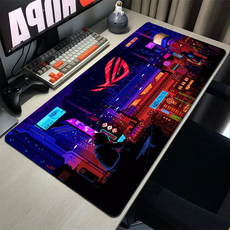 Подложка за мишка Asus Rog City Large Lock Edge, компютърен аниме-подложка за мишка, XXL детска клавиатура за лаптоп, подложка за мишка за геймъри, Xl подложка за мишка . ' - ' . 0