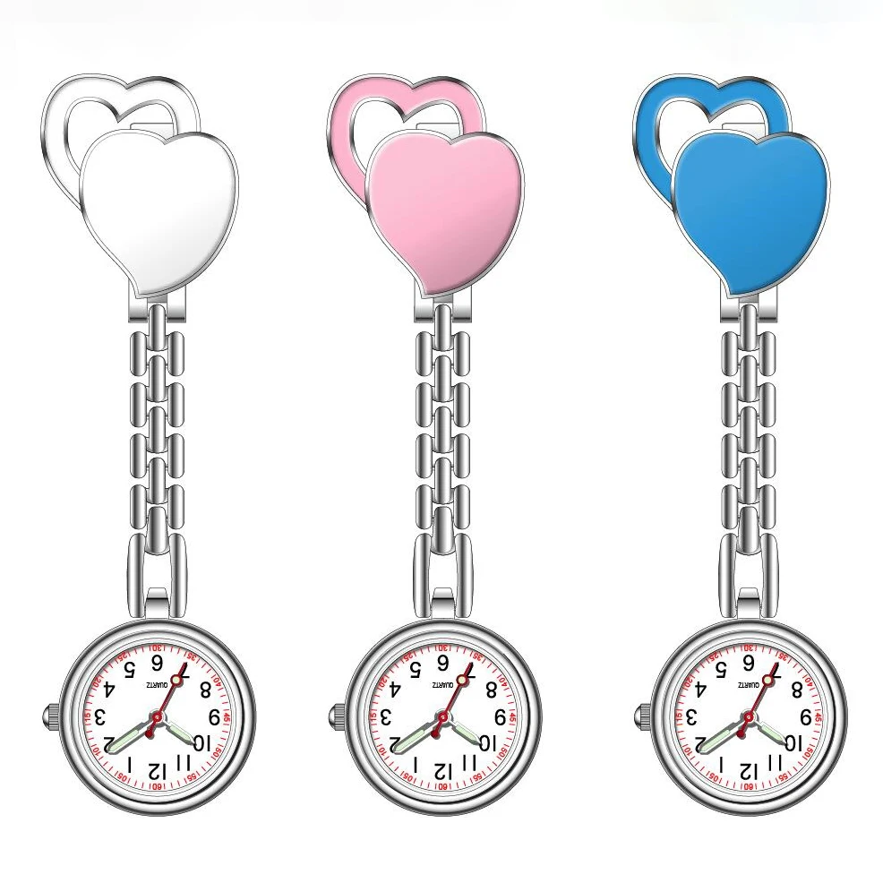 Дамски часовници за медицински сестри с двойно сърце, светещи в тъмното джобни часовници, висококачествен водоустойчив подарък за медицинска сестра, лекар, болница, жени . ' - ' . 0