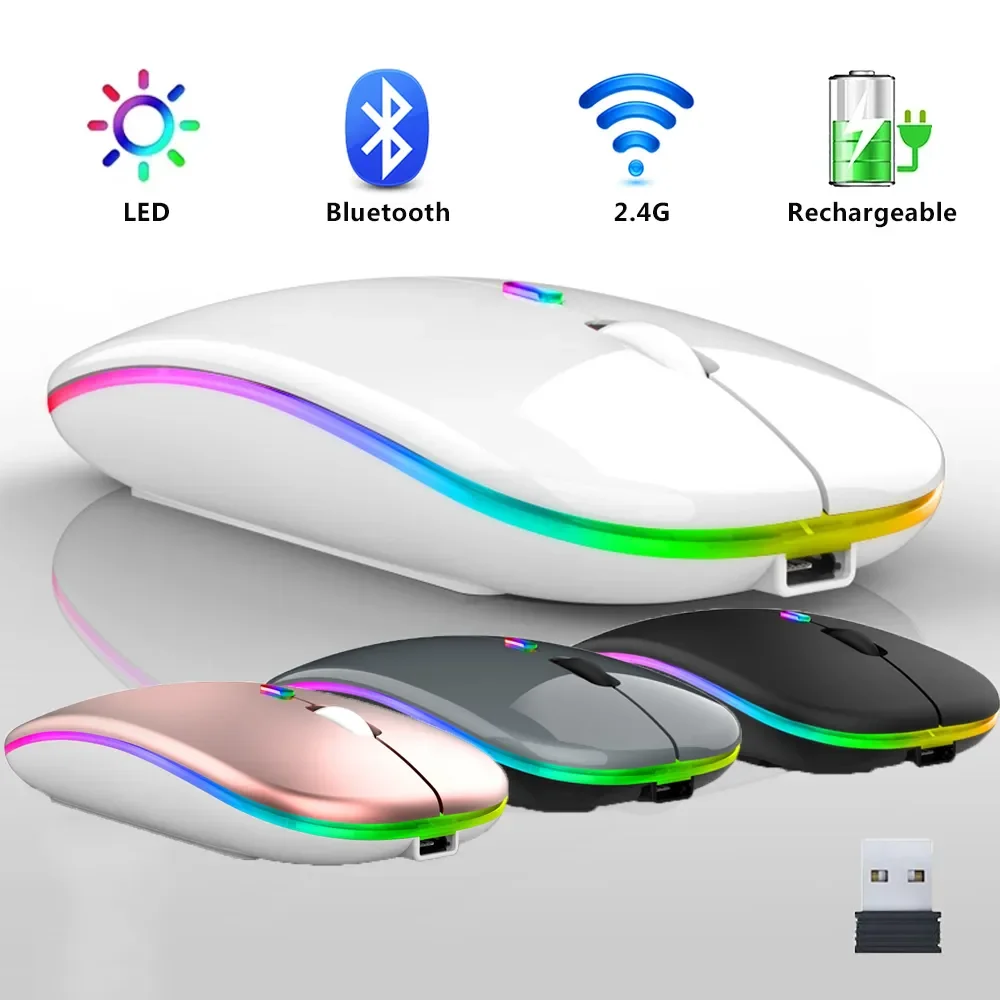 Безжична мишка с Bluetooth, тиха мишка Mause, Wi-Fi, ергономична мини-мишка, USB-оптични мишки за настолни компютри, преносими КОМПЮТРИ . ' - ' . 0