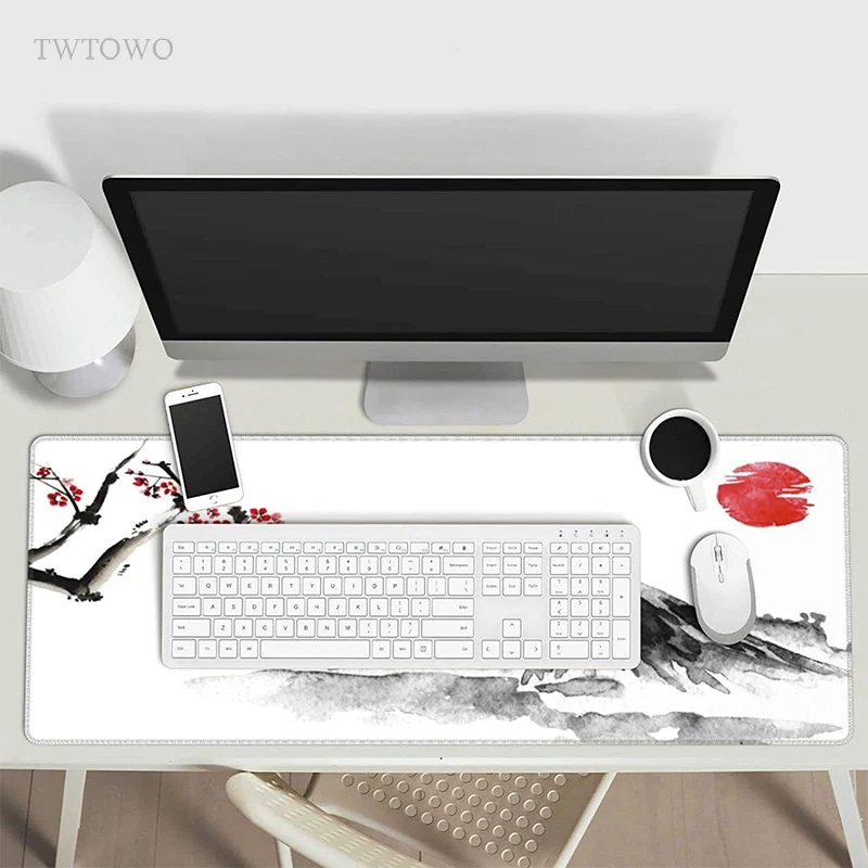 Подложка за мишка игра Cherry Blossom Mount Fuji Япония XL домашен голяма подложка за мишка, XXL, подложка за клавиатура нескользящие офис аксесоари подложка за маса . ' - ' . 0