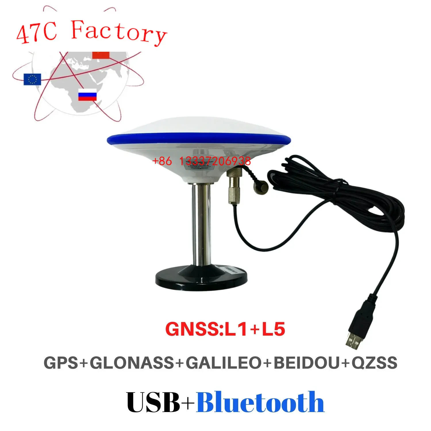За ГНСС L1 и L5 GM-105BT Подкрепа на селското стопанство Android USB Bluetooth GPS ГНСС Приемник Антена Модул 5 В Скоростта на предаване на данни 115200 TOPGNSS . ' - ' . 0