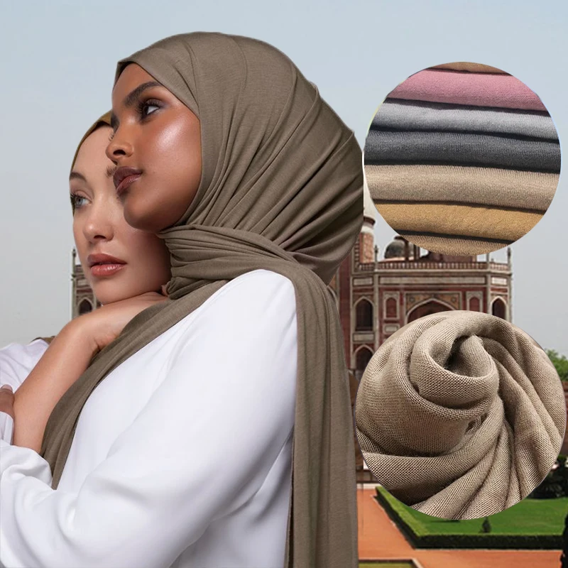 Модни Обикновен Цвят, Мек Памук Джърси, Мюсюлмански Шал, Hijabs, Дълъг Шал, Тюрбан, Ислямски Кърпичка, Тайна, Африканска Превръзка На Главата, 170x60 см . ' - ' . 0