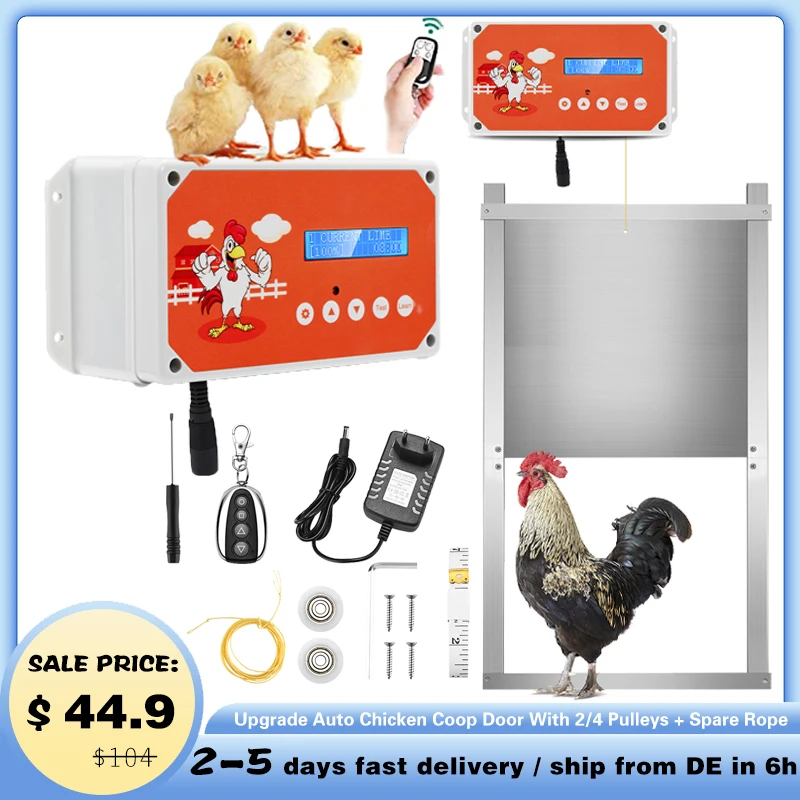 Обновете Автоматично Вратата На Плевнята С 2/4 Шкивами + Дубликат Въже Пилешки Задвижваната Пилешки Играчки За Пилета Приготвени Пилешки Клетка . ' - ' . 0