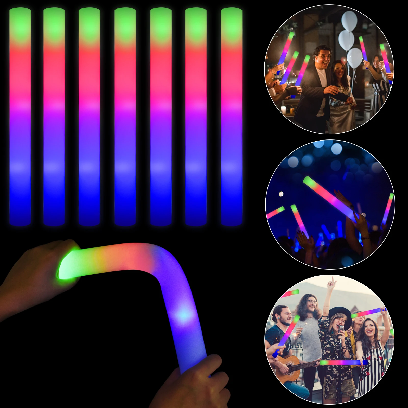 50/100 бр. RGB led светещи пръчки, осветителна пяна, пръчка за украса на парти, сватба на концерта, на рожден ден, на сценичното осветление, светлинна пръчка за партита . ' - ' . 0