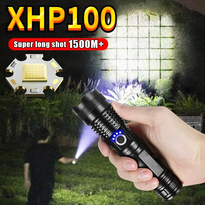 Мощен led фенерче XHP100, акумулаторна батерия 4-ядрен фенерче с увеличение, Usb-ръчно фенерче за къмпинг, използване на открито и в извънредни ситуации . ' - ' . 0
