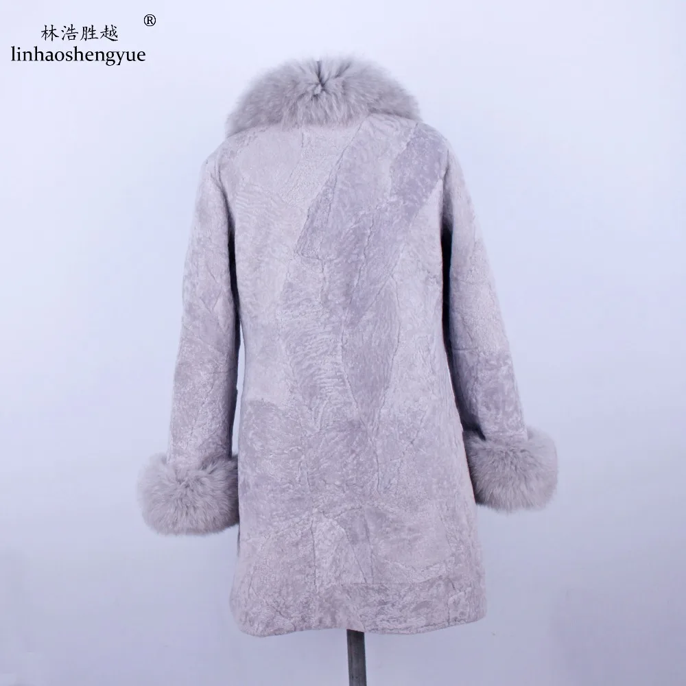 2018 НОВО модно дамско палто от овче кашмир с яка и маншети от естествен лисьего кожа . ' - ' . 1