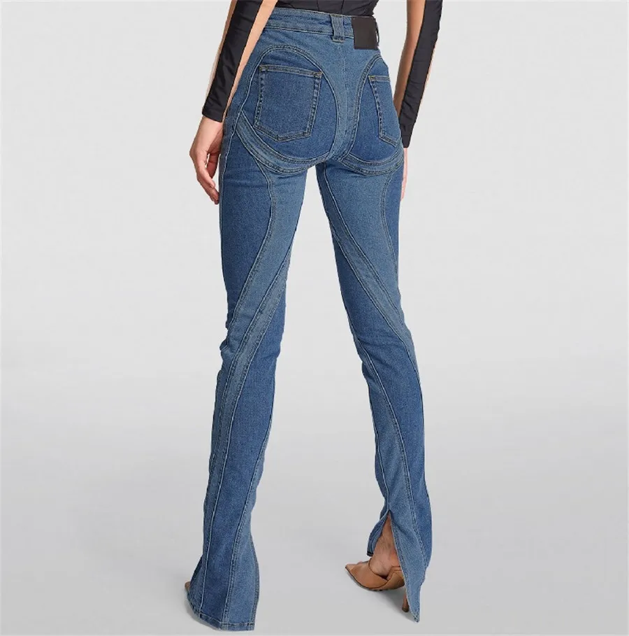 трафика на 2023 дамски дънки y2k памучен ред, дамски панталони с висока талия, нова мода, висококачествени ежедневни сини дънки, сутиен . ' - ' . 1