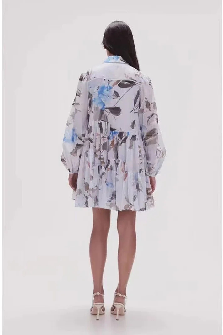 Памук с високо качество, нови постъпления 2023 г., ежедневното винтажное женствена мини рокля с принтом 