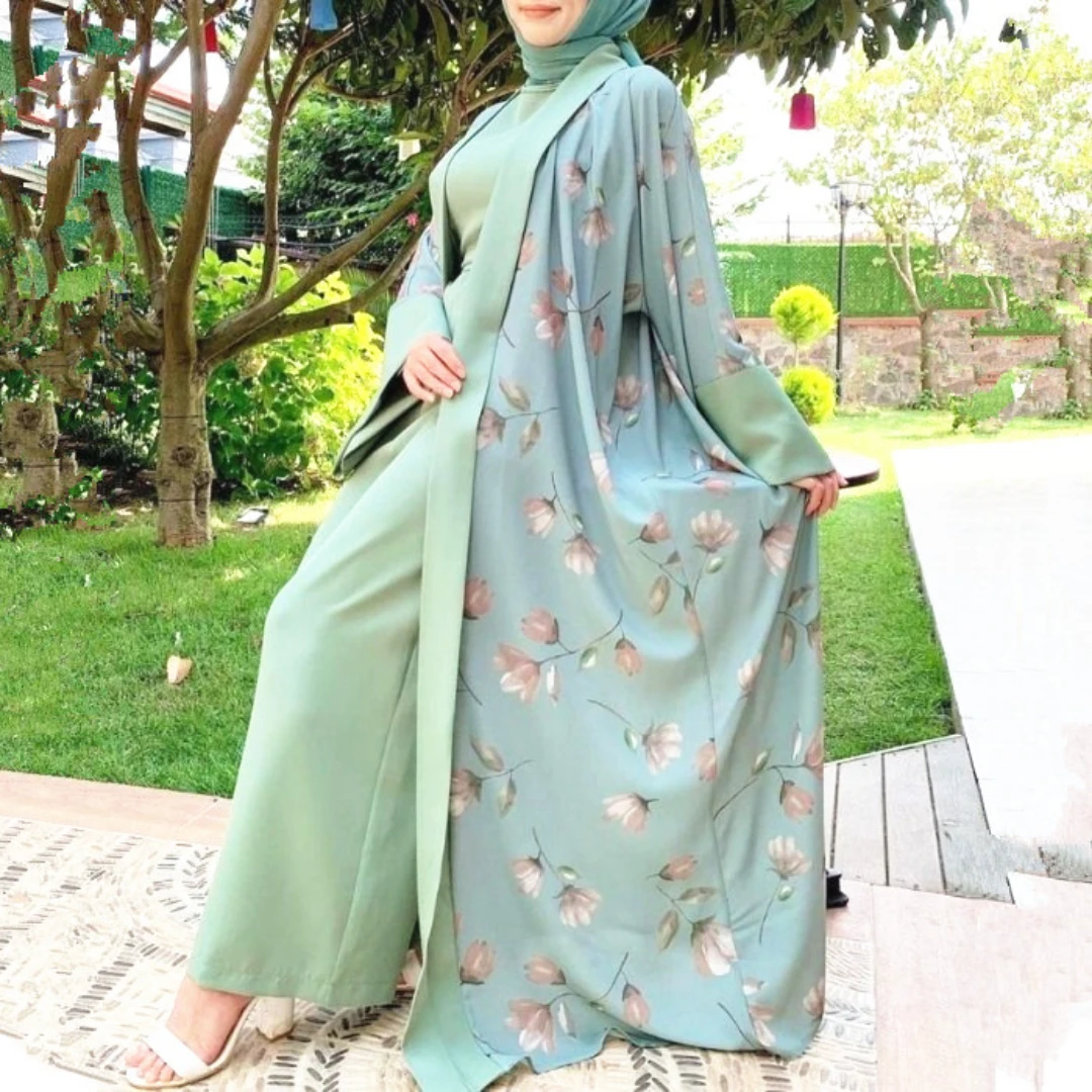 Рокля-кимоно за празник Рамадан, подходящ костюм, бельо мюсюлмански комплекти, облекло-хиджаб, официални абайи за жени, Дубай, арабски кафтан, исляма . ' - ' . 1