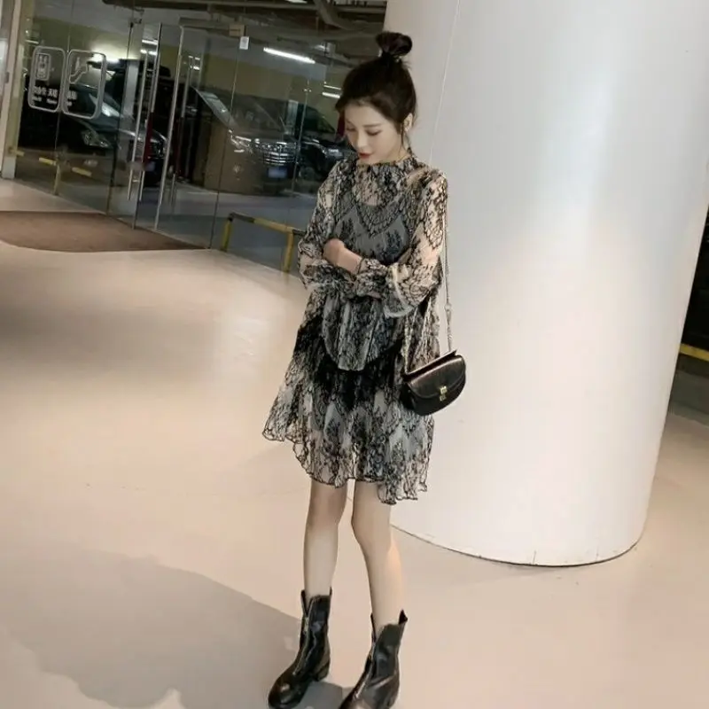 2023 Нови летни дамски големи размери на M-4XL Свободно ежедневното рокля женски реколта елегантни дантелени рокли midi в корейски стил Vestido J179 . ' - ' . 1