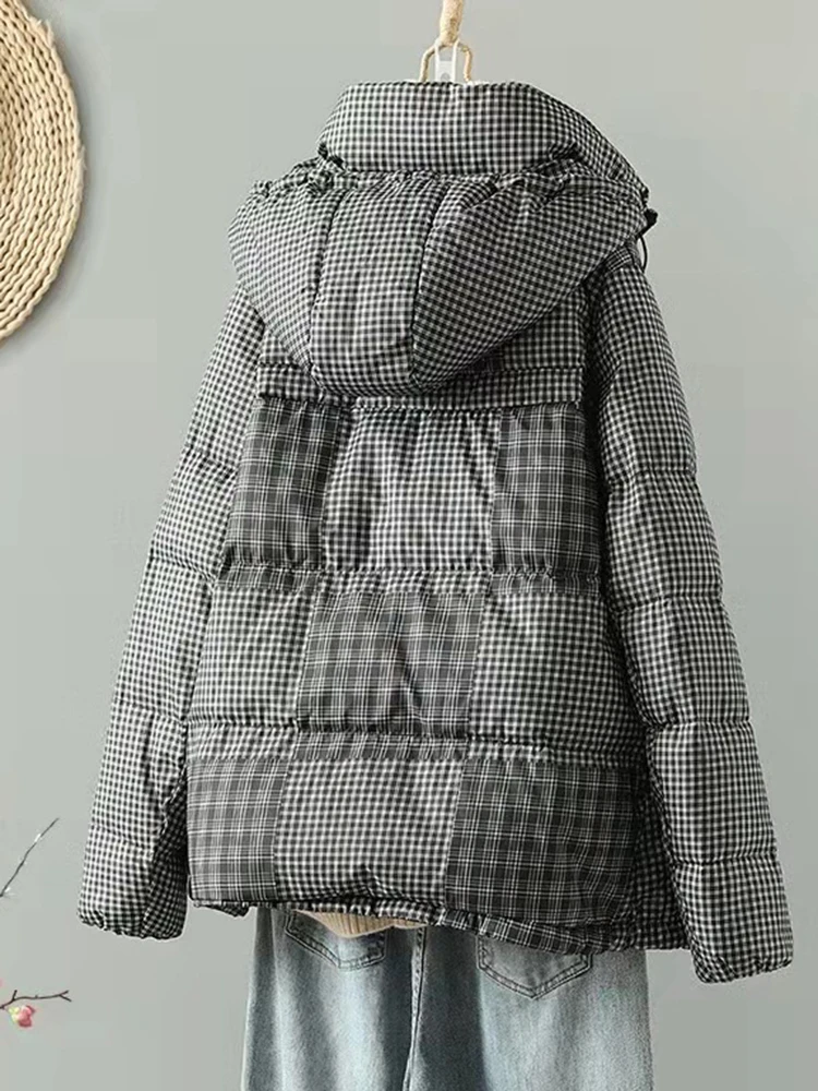 SEDUTMO/зимно палто на утином топола, дамско топло яке в гъста клетка с качулка, есенни ежедневни паркове с джобове голям размер ED1984 . ' - ' . 1