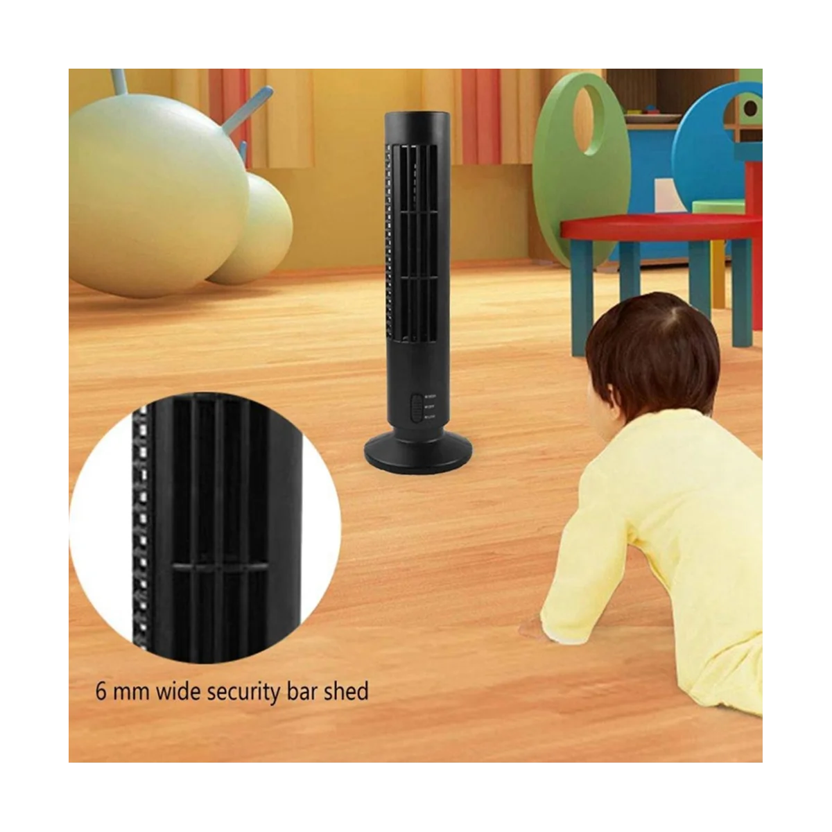 USB акумулаторна кула вентилатор, охлаждащ преносим вентилатор вентилатор Стоящ без корема Климатик Спалня, Кухня, офис черен . ' - ' . 1