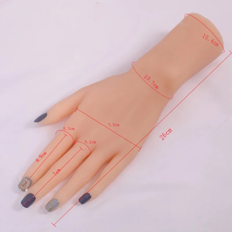 1 Чифт Женски Силиконови Реалистични Фалшиви Ръце Гъвкави Пръсти С Метален Виртуален Скелет За Практикуване На Ноктите Бижутериен Дисплей Модел Ръце . ' - ' . 1