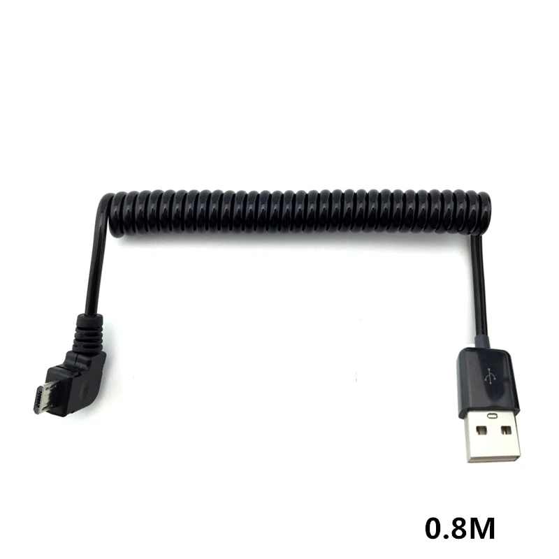 2,5 м 250 см 0,8 м 80 см Правоъгълен 90-Градусов USB 2.0 Micro Male to A Type Мъжки Еластичен Кабел за предаване на Данни за SSD Таблет, Мобилен телефон . ' - ' . 1