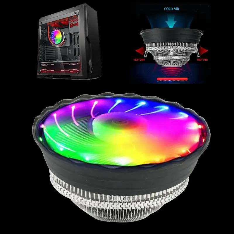 RGB компютърен вентилатор с led въздушно охлаждане 120 мм, 3-пинов RGB-лампа, процесора охладител за PC, 12, безшумен хидравличен лагер, 5 цветни светодиоди . ' - ' . 1