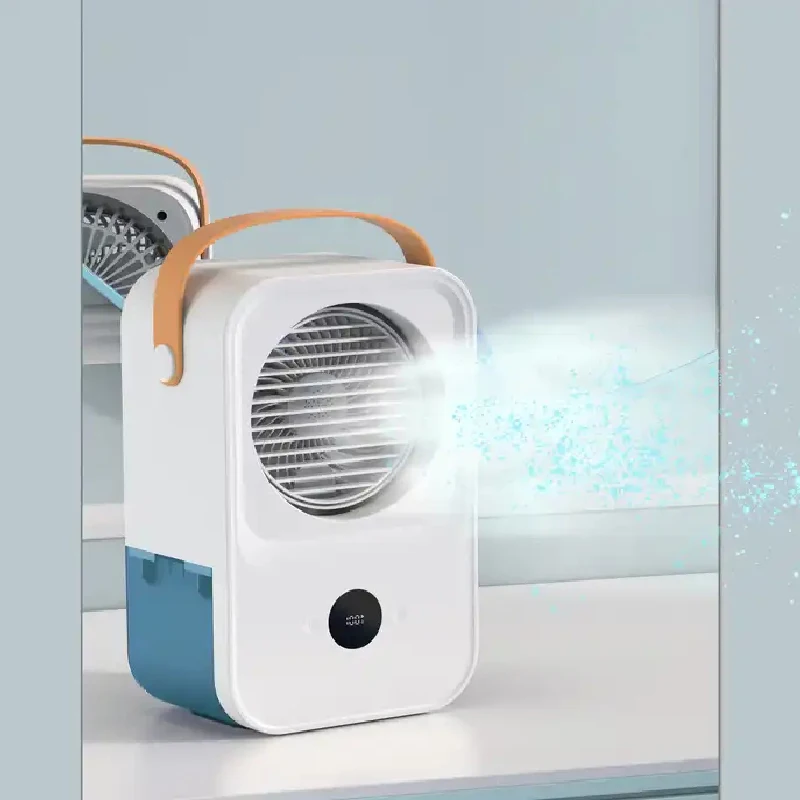 Преносим вентилатор за климатик USB Настолен вентилатор, мини-спрей с регулируема посока на вятъра, дигитален дисплей, въздушен охладител . ' - ' . 1