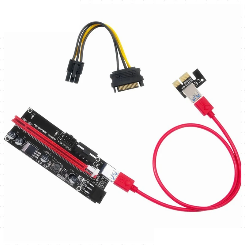 Адаптер, PCIE Странично Card USB 3.0 кабел, кабел 4 твърди кондензатора за майнинга, удължител GPU Странично . ' - ' . 1