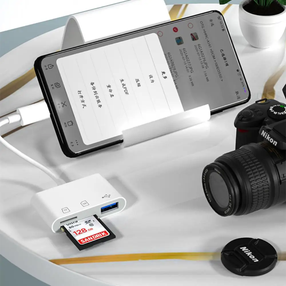 1 ~ 5ШТ Elough Type C Адаптер TF CF SD Четец на Карти Памет, USB C Адаптер за Macbook Huawei Samsung OTG Сценарист Compact . ' - ' . 1