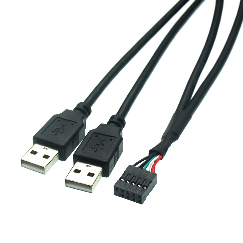 Дънната платка на КОМПЮТЪРА USB2.0 9Pin Жена за две USB-конектор и два USB конектори Ивица на Данни КЪС Кабел 24AWG Тел 0,5 м . ' - ' . 1