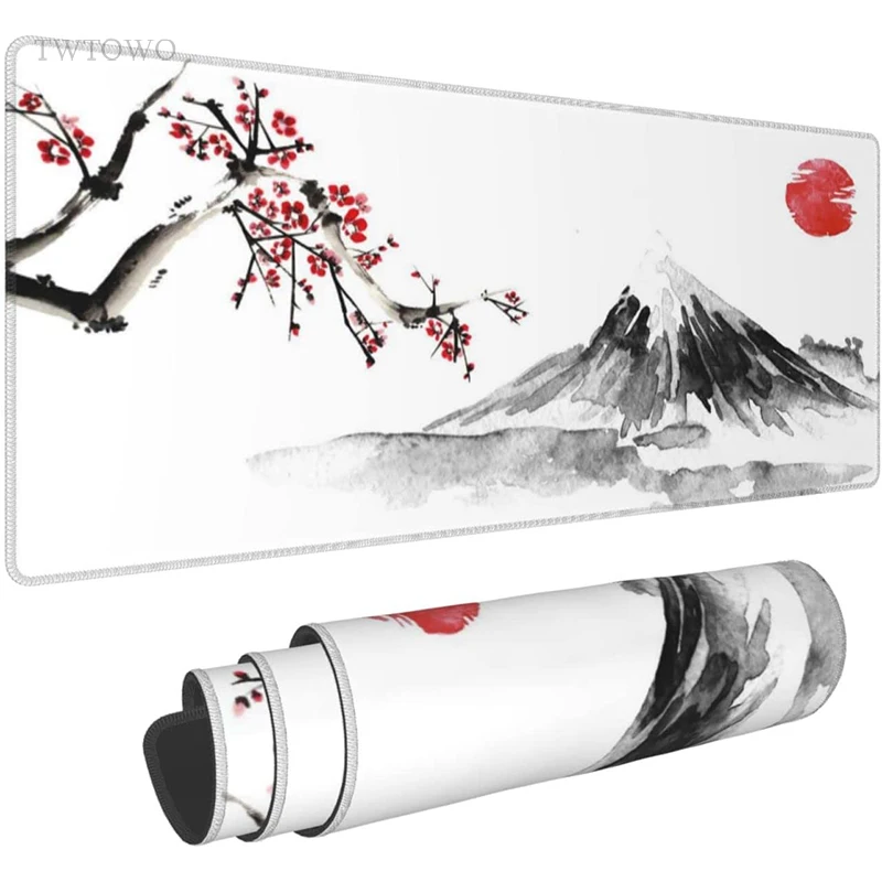 Подложка за мишка игра Cherry Blossom Mount Fuji Япония XL домашен голяма подложка за мишка, XXL, подложка за клавиатура нескользящие офис аксесоари подложка за маса . ' - ' . 1