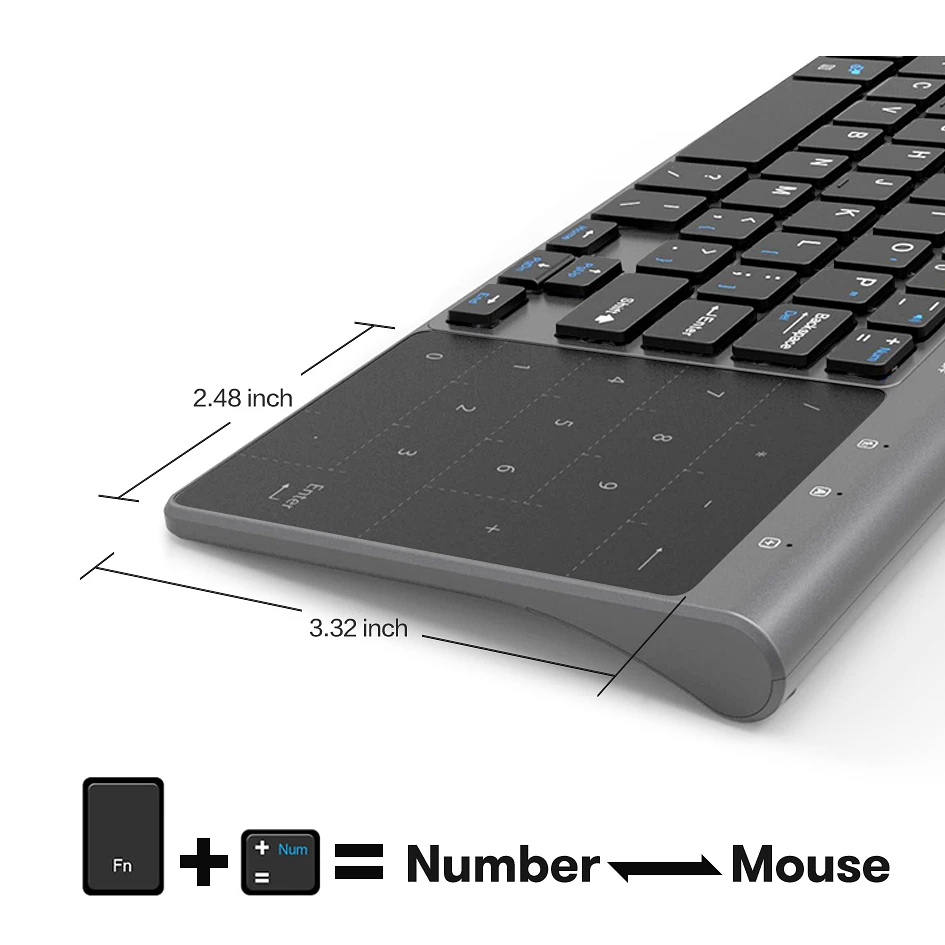 Универсална безжична клавиатура 2.4 G с цифров сензорен панел мишката тънка цифрова клавиатура за настолен компютър с Android Windows на лаптоп КОМПЮТЪР ТЕЛЕВИЗИЯ кутия . ' - ' . 1