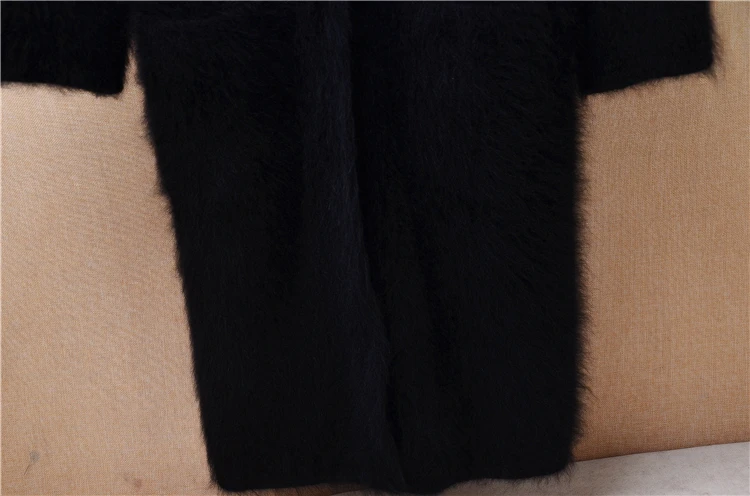 Дамски есенно-зимни дрехи, черен вълнен вязаный костюм от ворсистой норка, без дълъг пуловер, ангорские жилетки, палто, яке . ' - ' . 2