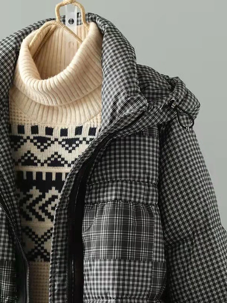 SEDUTMO/зимно палто на утином топола, дамско топло яке в гъста клетка с качулка, есенни ежедневни паркове с джобове голям размер ED1984 . ' - ' . 2