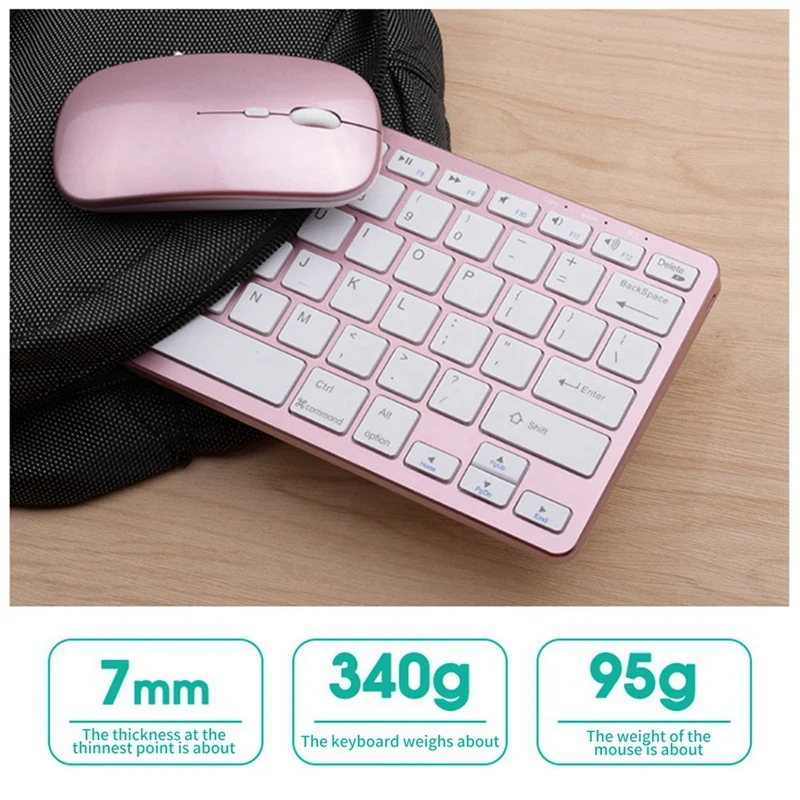Безжична Bluetooth клавиатура за таблета си, мишка, трехрежимная клавиатура, акумулаторна клавиатура, мишка, поддръжка на таблет, лаптоп, компютър, сребрист . ' - ' . 2