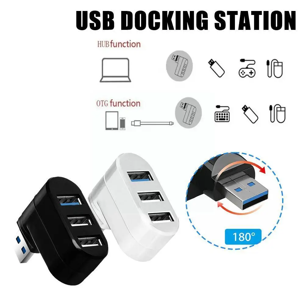 USB Трехпортовая Завъртане на докинг станция за разширяване на Високоскоростни Четци с Диспенсером Устройство за четене на карти памет Мини-Аксесоари, Флаш памет и 3-портов USB U1B7 . ' - ' . 2