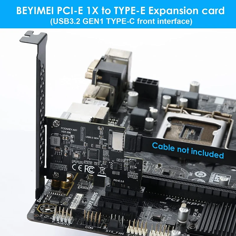 НОВОСТ-Карта за разширение PCI-E 1X USB 3.2 GEN1 5 Gbit/s Type-E A-Key, интерфейс Type-C в предната част на настолен КОМПЮТЪР (ASM1042A) . ' - ' . 2