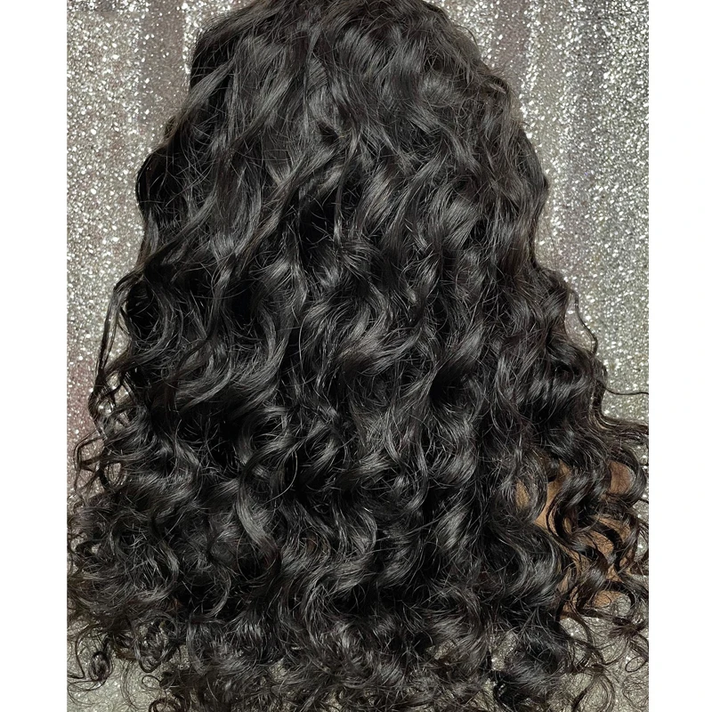 Бесклеевой перука с вълнообразни U-образна част от европейските човешка коса Remy с дължина 24 инча, еврейския мек перука от естествен цвят за черни жени за всеки ден . ' - ' . 2
