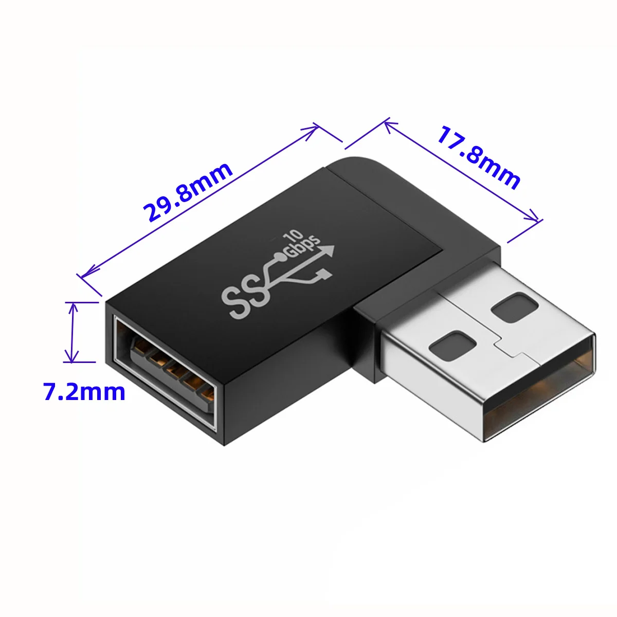 CY 90 градуса ъгъл на USB 3.0 за мъже и жени адаптер за разширяване на Мощност на предаване на данни, видео адаптер 10 gbps . ' - ' . 2