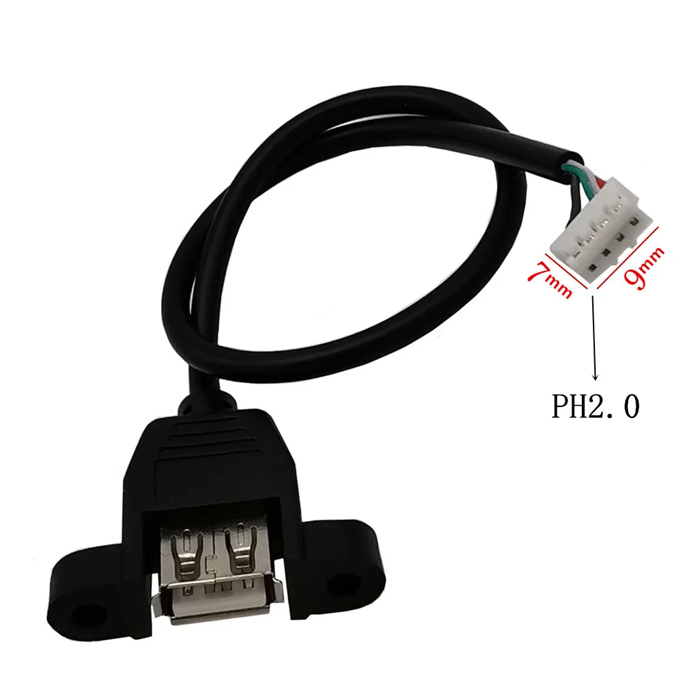 USB2.0 Конектор към PH2.0 Кабел PH2.0 Конектор към USB 2.0 Конектор за закрепване на панел USB Кабела към Dupont 4-пинов Кабел за предаване на данни 30 см . ' - ' . 2