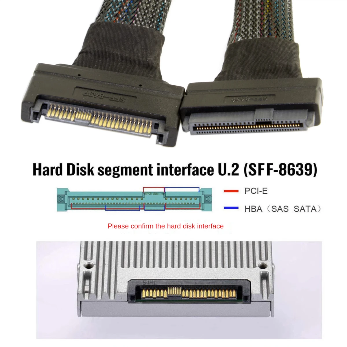 Висококачествен СФФ-8639 PCI-E за СФФ-8639 от мъжа към Жената U. 2 SSD Удлинительный Кабел 50 см SAS Кабел за предаване на данни оборудване за PC . ' - ' . 2