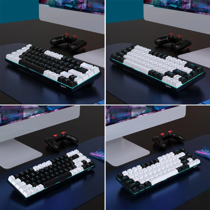Жичен детска клавиатура 68 Механични клавиши на клавиатурата със синя подсветка и ергономичен дизайн на Директна доставка . ' - ' . 2