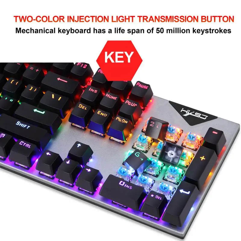 Готина клавиатура с подсветка, 20 цветни цветни светлини, клавиатура за домашния офис, жични клавиатура, висококачествен синия ключ, трайни . ' - ' . 2