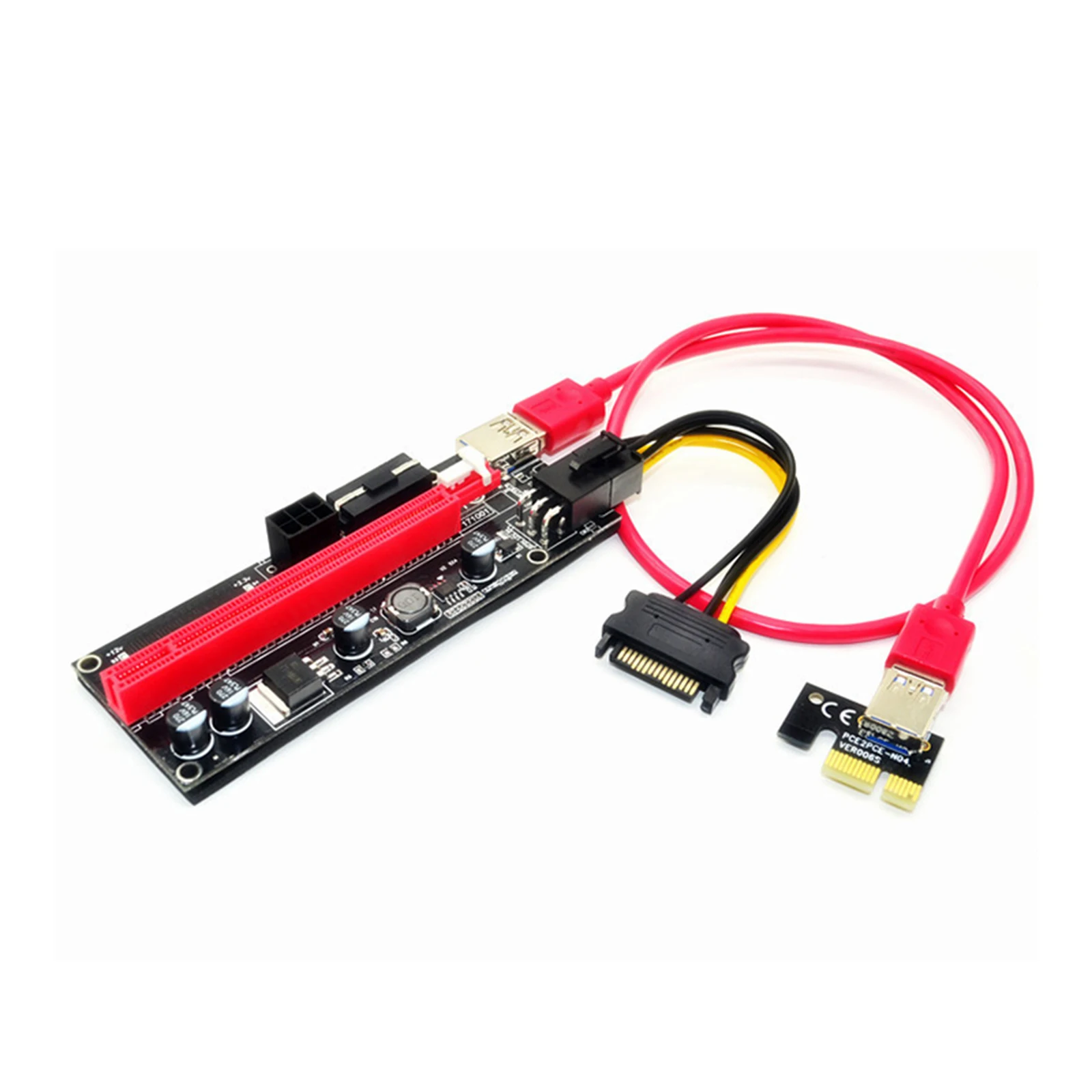 Адаптер, PCIE Странично Card USB 3.0 кабел, кабел 4 твърди кондензатора за майнинга, удължител GPU Странично . ' - ' . 2