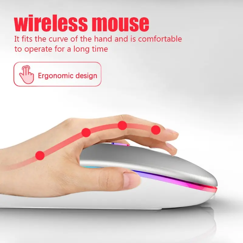 Безжична мишка RYRA Bluetooth USB батерия, двойна RGB-мишка за компютър, лаптоп, КОМПЮТЪР, Macbook, детска мишка с 2.4 Ghz, 1600 dpi . ' - ' . 2