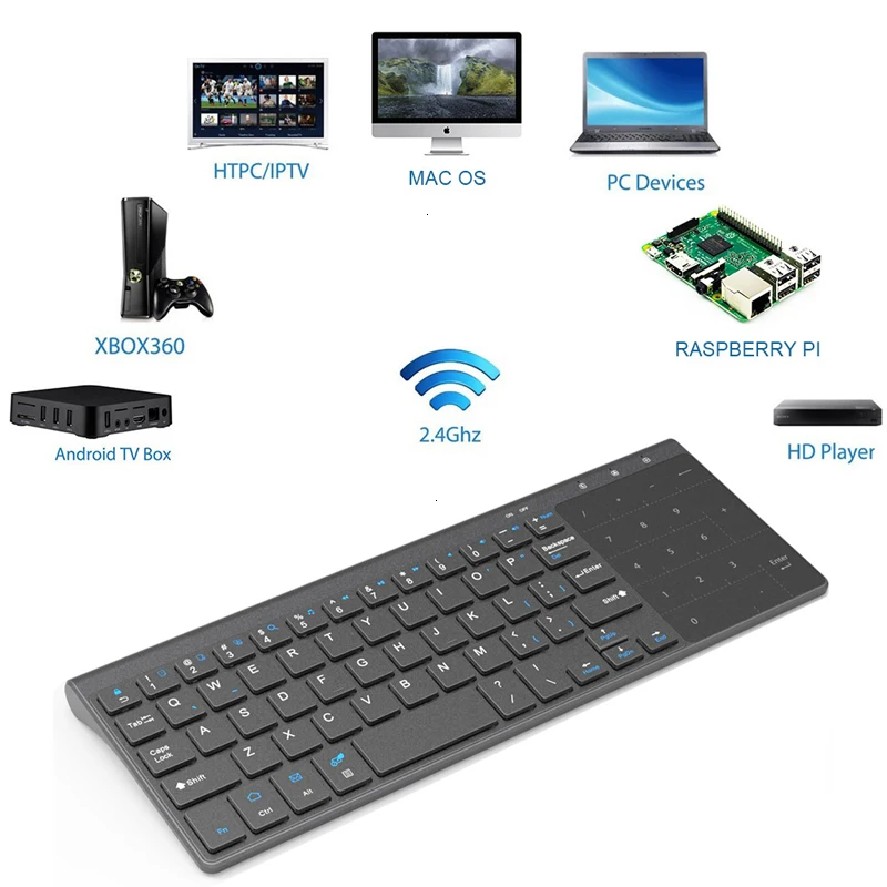 Универсална безжична клавиатура 2.4 G с цифров сензорен панел мишката тънка цифрова клавиатура за настолен компютър с Android Windows на лаптоп КОМПЮТЪР ТЕЛЕВИЗИЯ кутия . ' - ' . 2